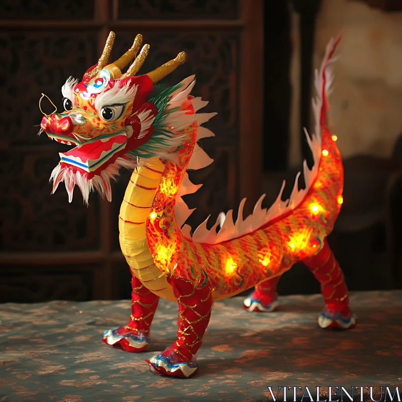 Chinese Dragon with Glowing Lights AI Image