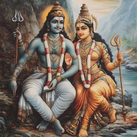 Hindu Deities Serene Mountain View