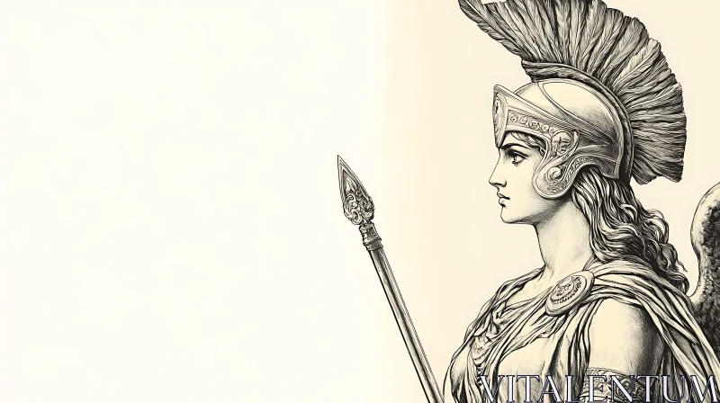 AI ART Monochrome Athena: Goddess in Profile