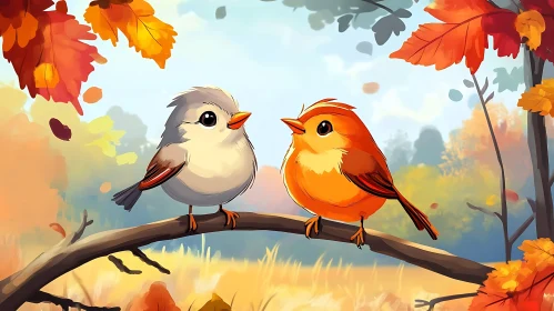 Two Birds Enjoying the Autumn Season
