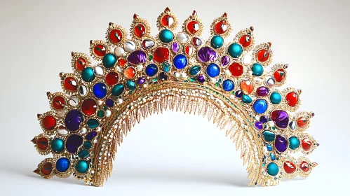 Colorful Gemstone Crown with Gold Details