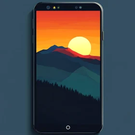 Minimalist Mountain Sunset on Mobile