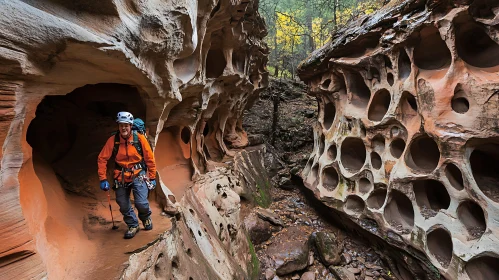 Hiker Exploring Extraordinary Canyon