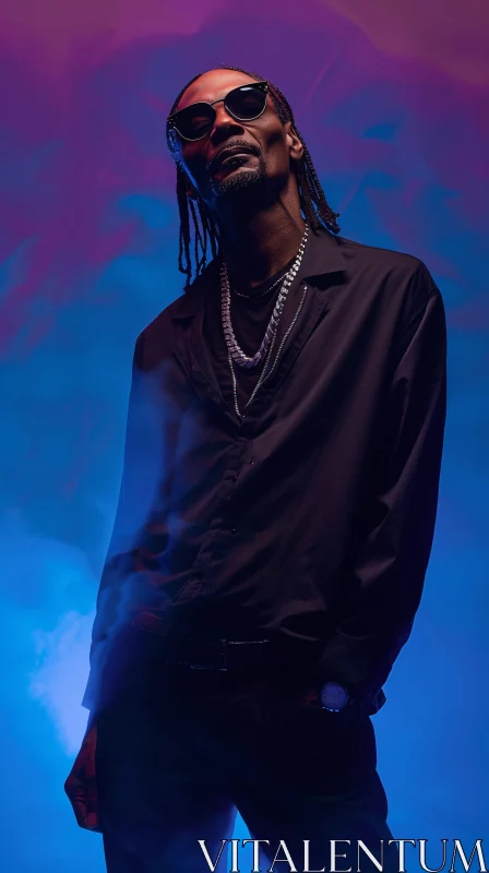 Snoop Dogg Fashionable Black Outfit AI Image