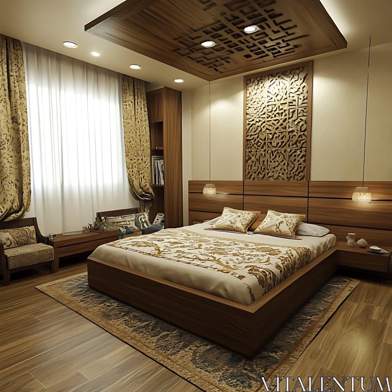 Modern Luxurious Bedroom Design AI Image