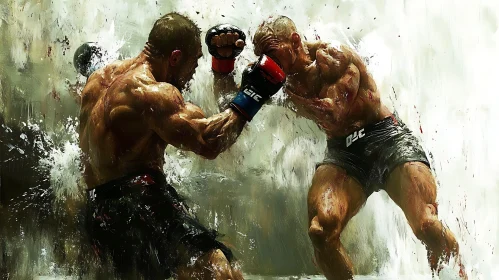 Fighters in Action Painting