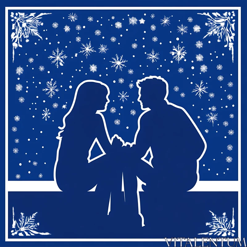 Snowflake Serenade: A Couple's Winter Scene AI Image