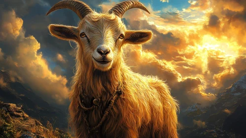 Radiant Goat Portrait at Dusk