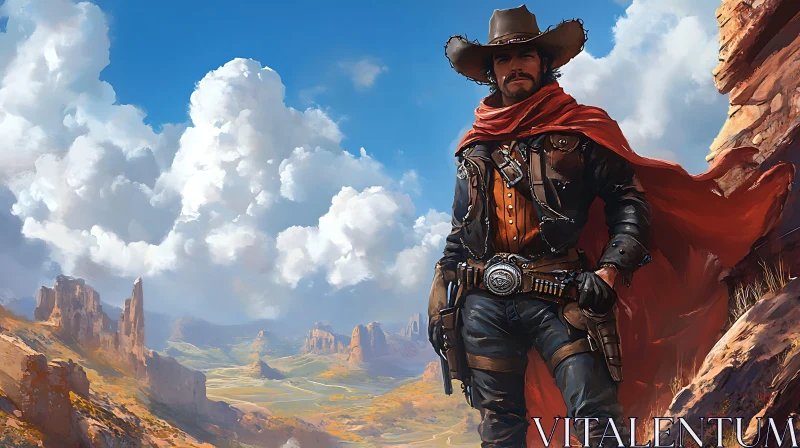 Lone Cowboy in the Wild West AI Image