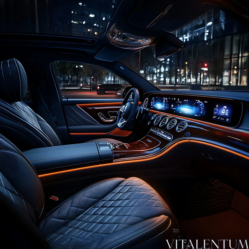 High-End Car Interior Featuring Ambient LED Lighting AI Image