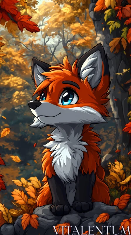 Autumn Fox Illustration AI Image