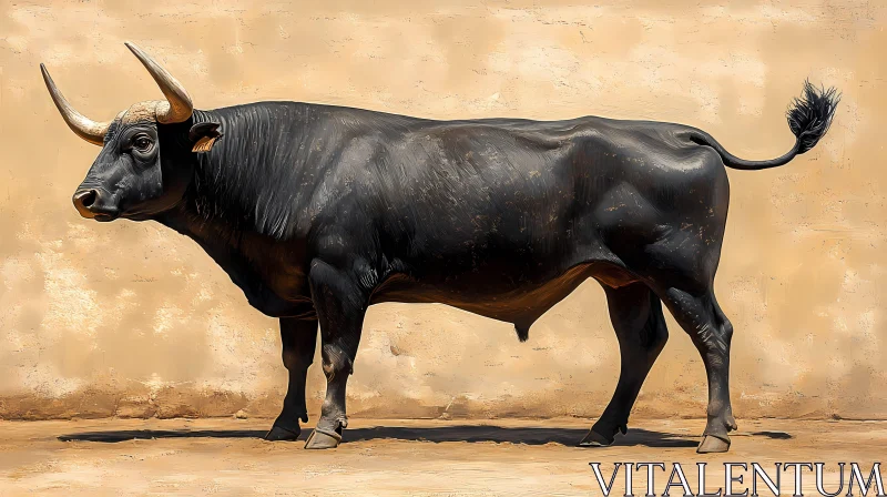 Powerful Bull Against Sandy Background AI Image