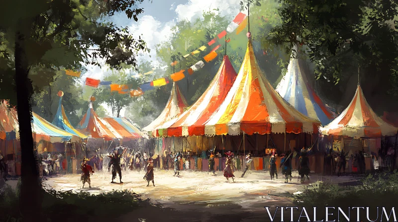 AI ART Festive Market with Tents and Banners