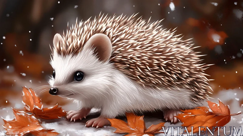 AI ART Hedgehog Amidst Fall Leaves