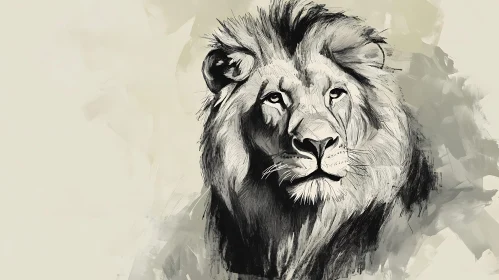 Monochrome Lion Sketch