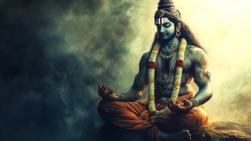 Serene Deity Meditating in Lotus Position