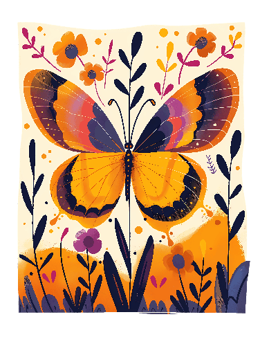 Beautiful Digital Illustration of a Butterfly POD Design