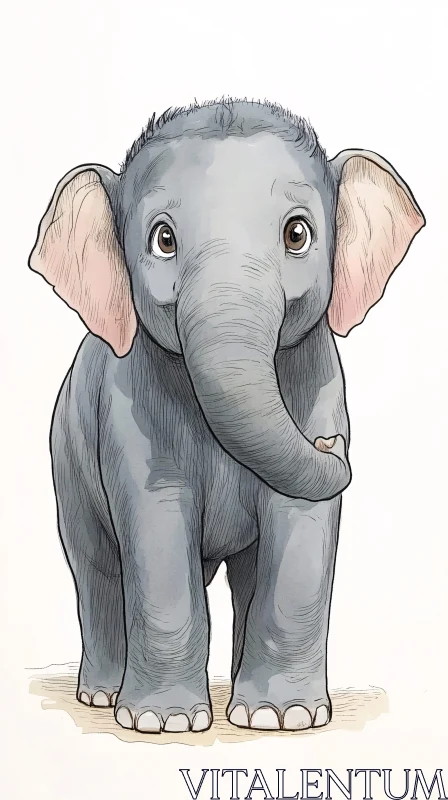 AI ART Cute Baby Elephant Artwork