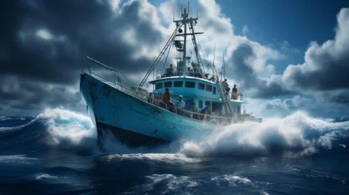 Captivating Fishing Boat in Turbulent Waters | Ocean Academia