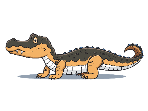 POD Design Cartoon Crocodile on Transparent Background