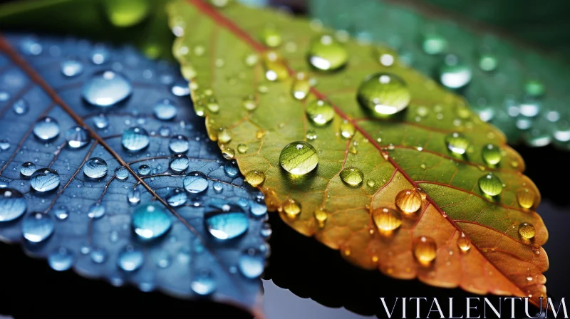 Colorful Autumn Leaves with Water Droplets - Nature's Craftsmanship AI Image