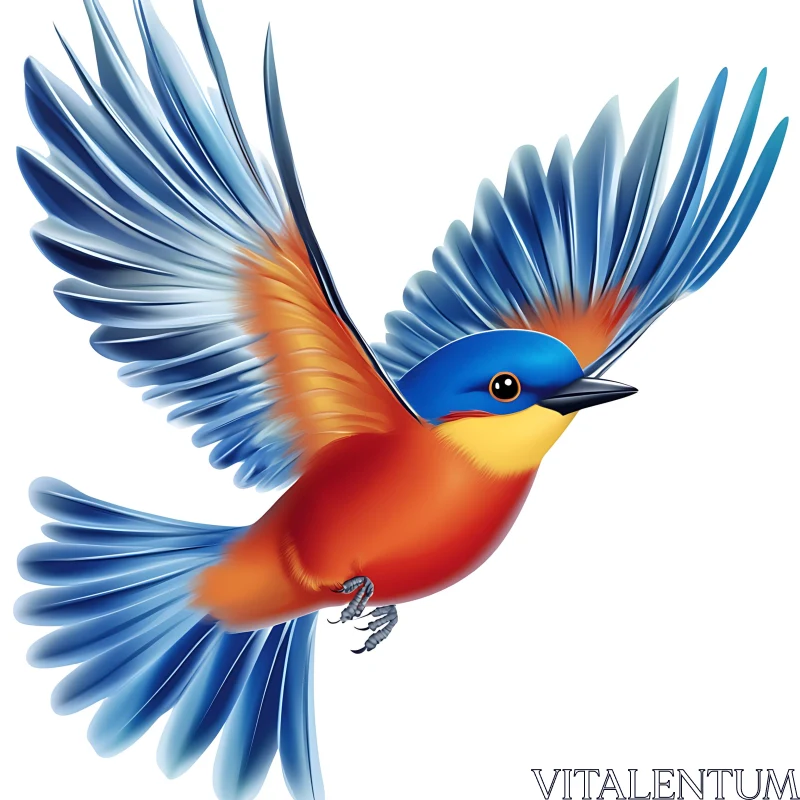 Bird with Blue Wings Digital Art AI Image