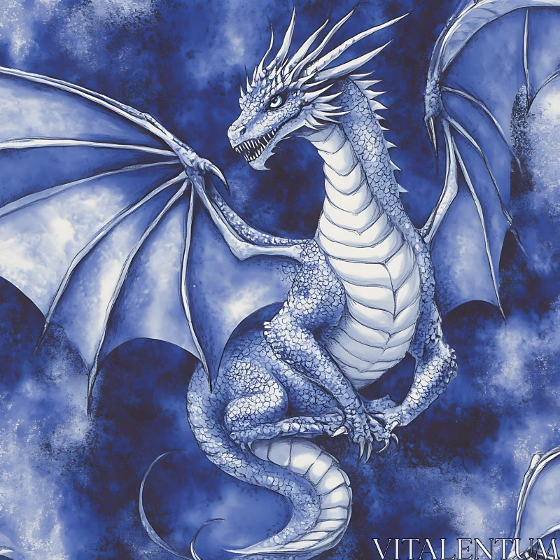 AI ART Azure Dragon in Mystical Setting