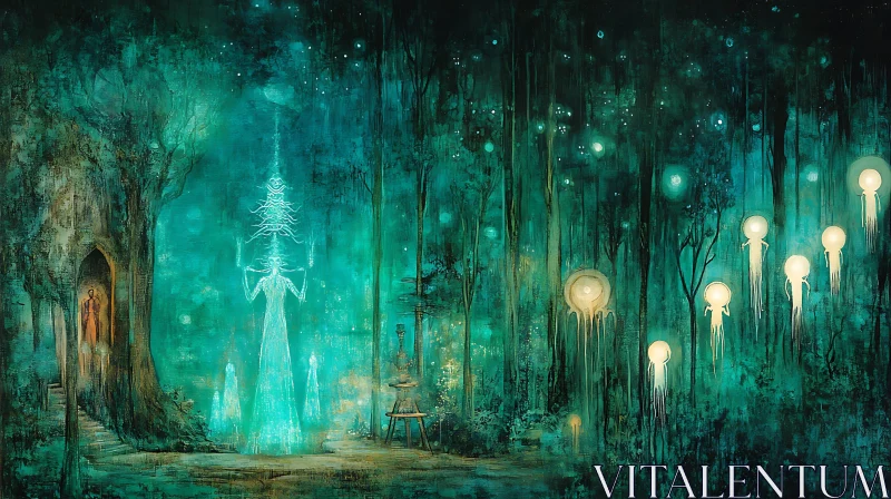 AI ART Turquoise Dream Forest