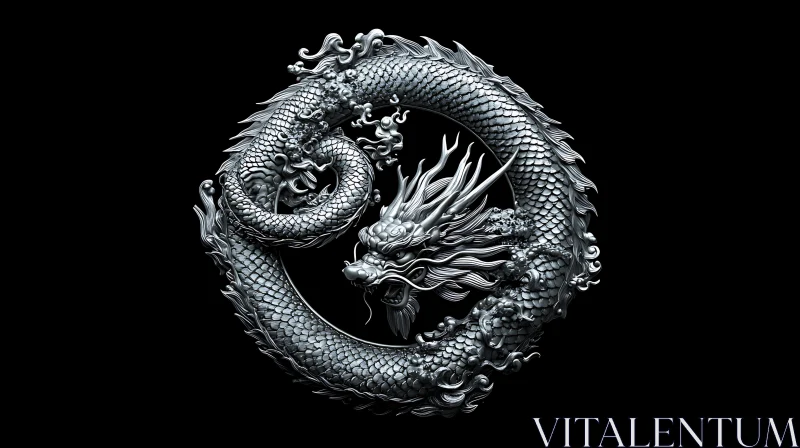 AI ART Dragon Emblem on Black Background