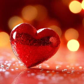 Sparkling Red Heart with Bokeh Lights