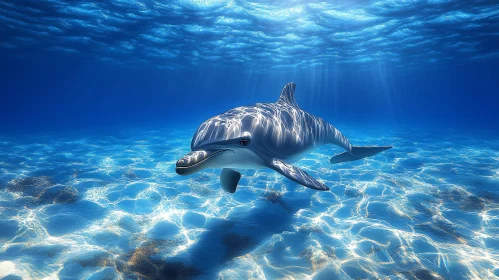 Dolphin Gliding Through Blue Sea