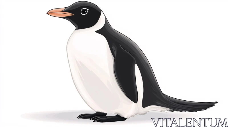 Penguin in Black and White Art AI Image