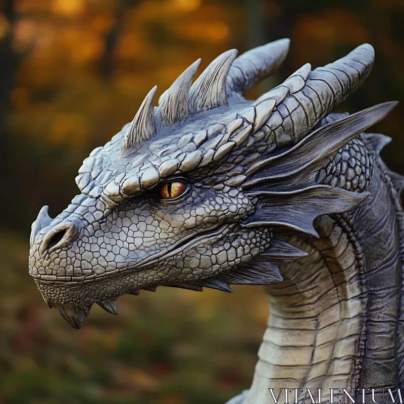 AI ART Grey Scaled Dragon with Amber Eye