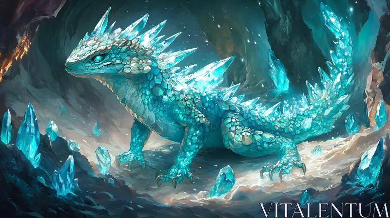 AI ART Icy Dragon in Grotto