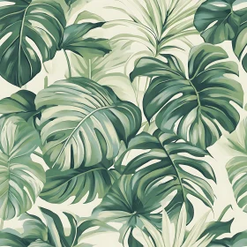 Tropical Green Leaves Pattern