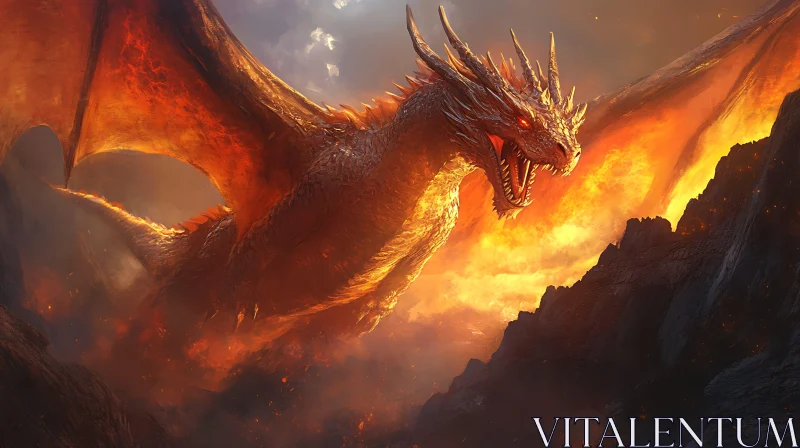 AI ART Dragon Descending into a Volcanic Realm