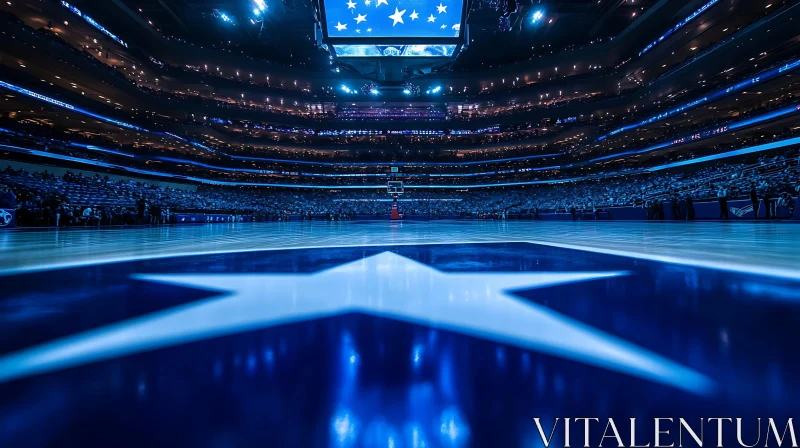 Indoor Basketball Court with Star Logo AI Image