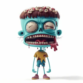 3D Illustration of Menacing Cartoon Zombie