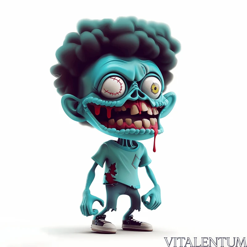 3D Rendered Cartoon Zombie Boy in Menacing Pose AI Image