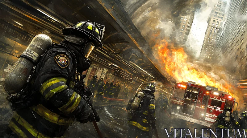 Emergency Response: Urban Fire AI Image