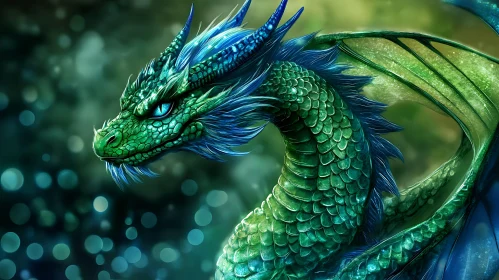 Emerald Dragon Portrait, Mythical Creature