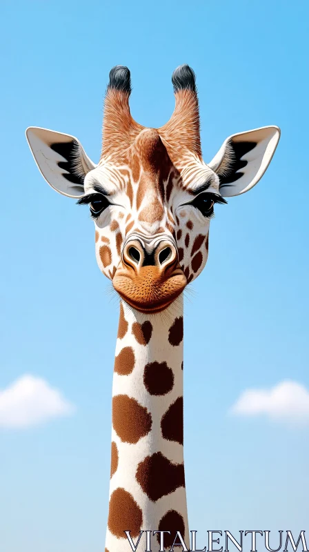 Serene Giraffe Portrait in Nature AI Image