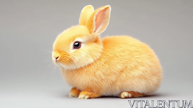 Adorable Golden Rabbit Sitting AI Image