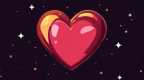 Cosmic Heart Floating in Starry Sky