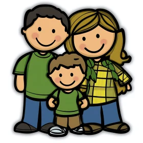 Whimsical Family Portrait Cartoon