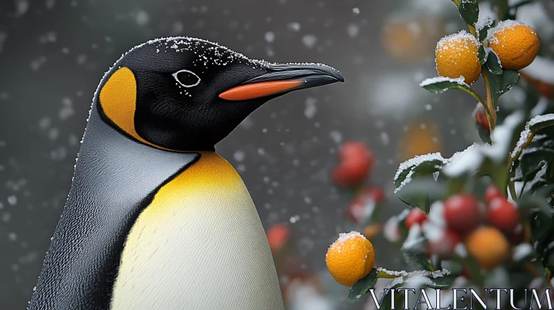 AI ART Serene Penguin in Snowy Scene