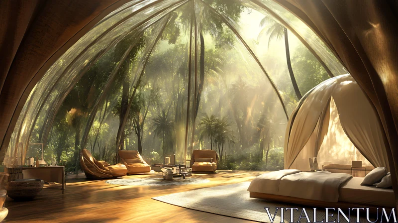 Elegant Forest Glamping Experience AI Image