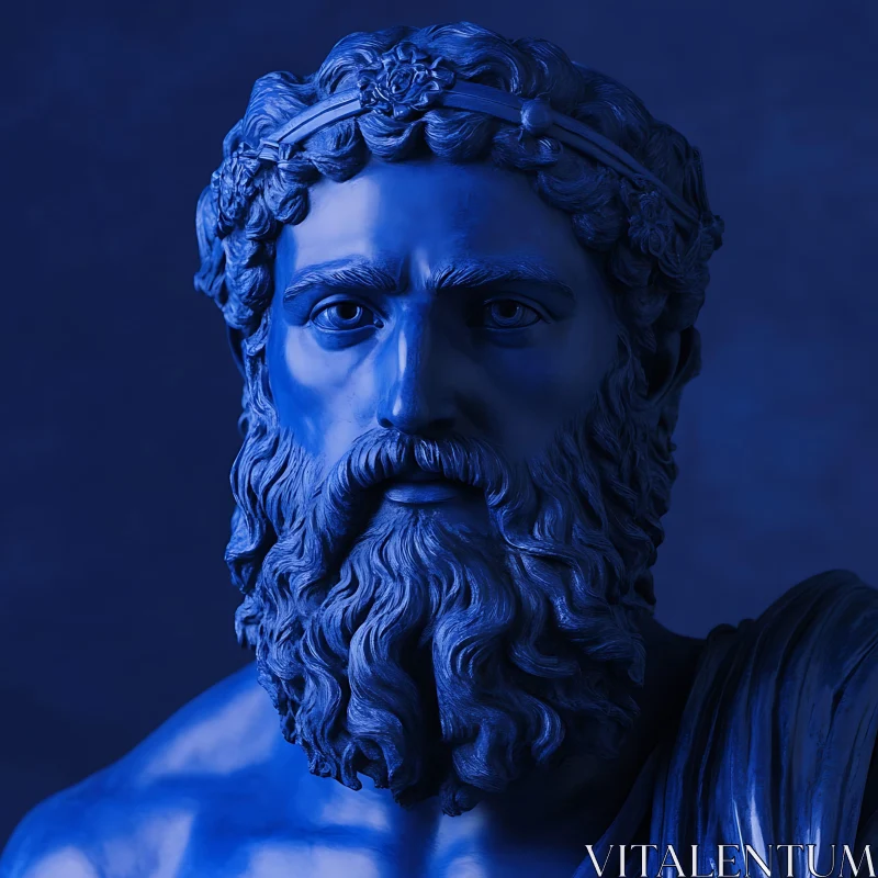 Classical Blue Man Sculpture Portrait AI Image