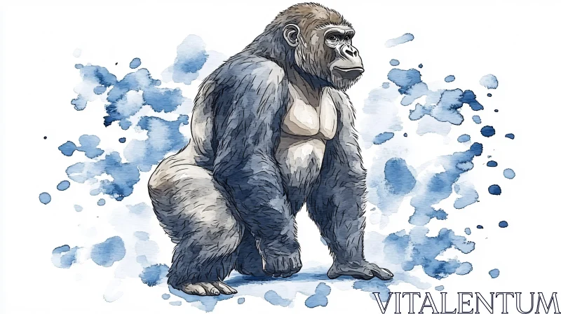 Gorilla in Watercolor AI Image