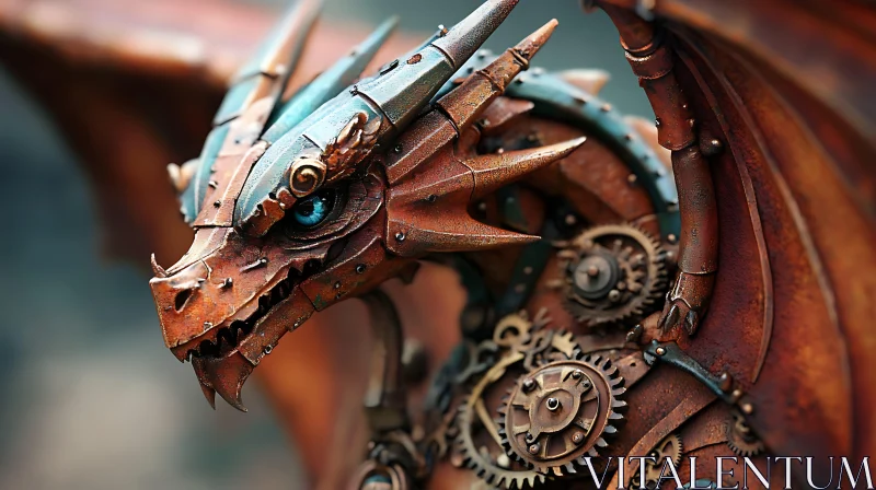 AI ART Clockwork Dragon: Gears and Fantasy